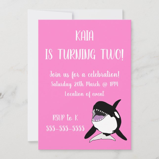 Orca Birthday Inbjudningar (Framsida)