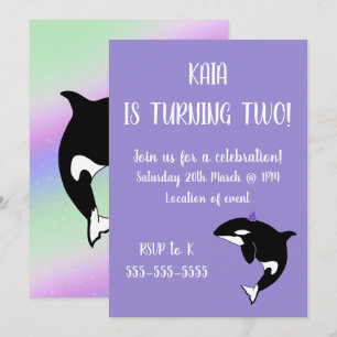 Orca Birthday Inbjudningar