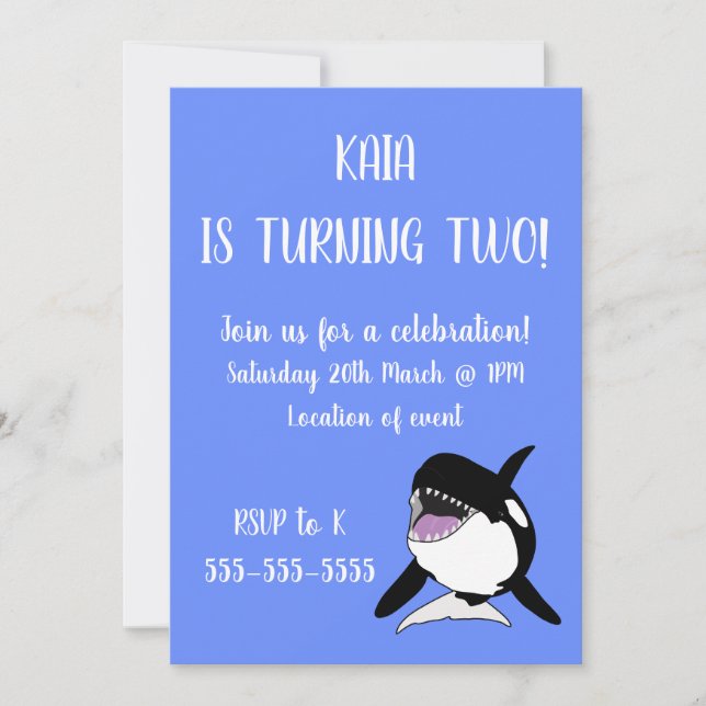 Orca Birthday Inbjudningar (Framsida)