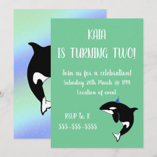 Orca Birthday Inbjudningar