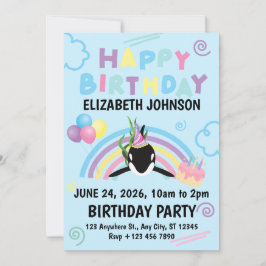 Orca Birthday Invitation in Blue Inbjudningar