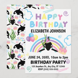 Orca Birthday Invitation in White Inbjudningar