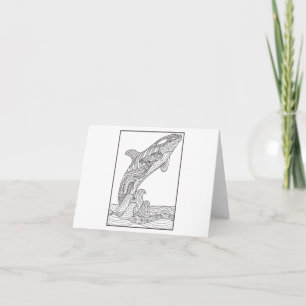 Orca Black and White Greeting Card Kort