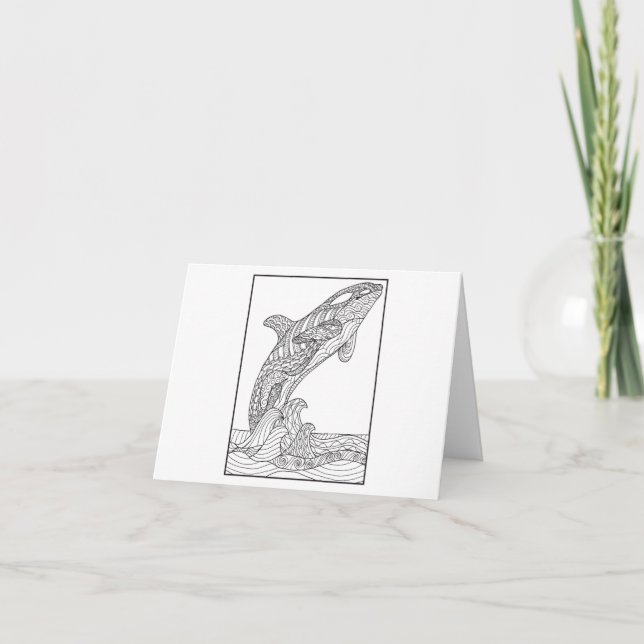Orca Black and White Greeting Card Kort (Framsida)