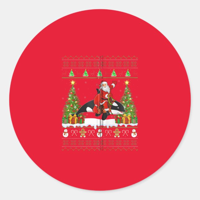 orca christmas pajama runt klistermärke (Framsida)
