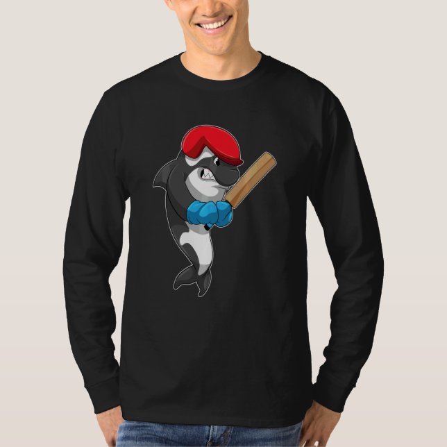 Orca Cricket Cricket Slagträ Sport Sväa T Shirt (Framsida)