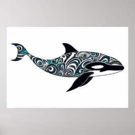 Orca doodle Small Poster