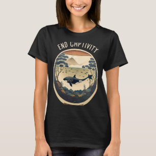 Orca End Captivity Free of Orcas Marine Protection T Shirt