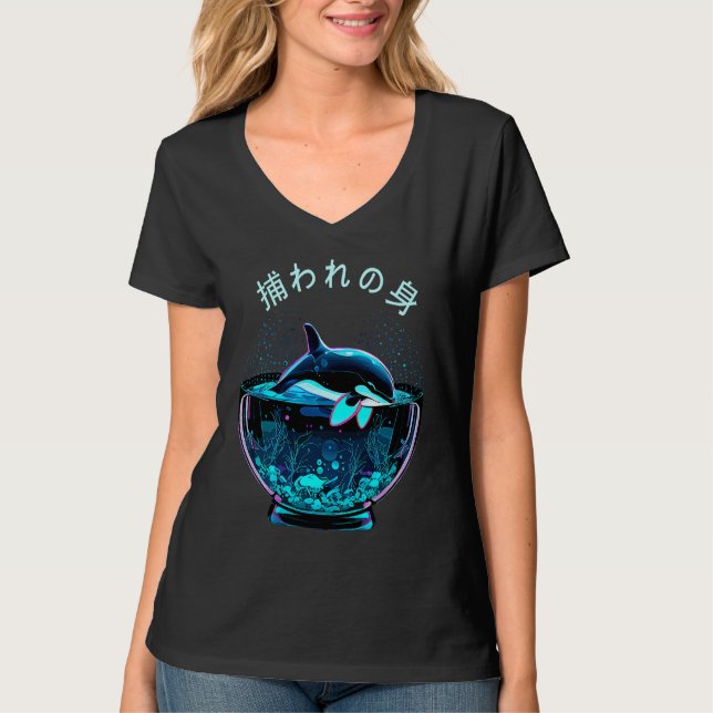 Orca End Captivity Free The Orcas Marine Protectio T Shirt (Framsida)