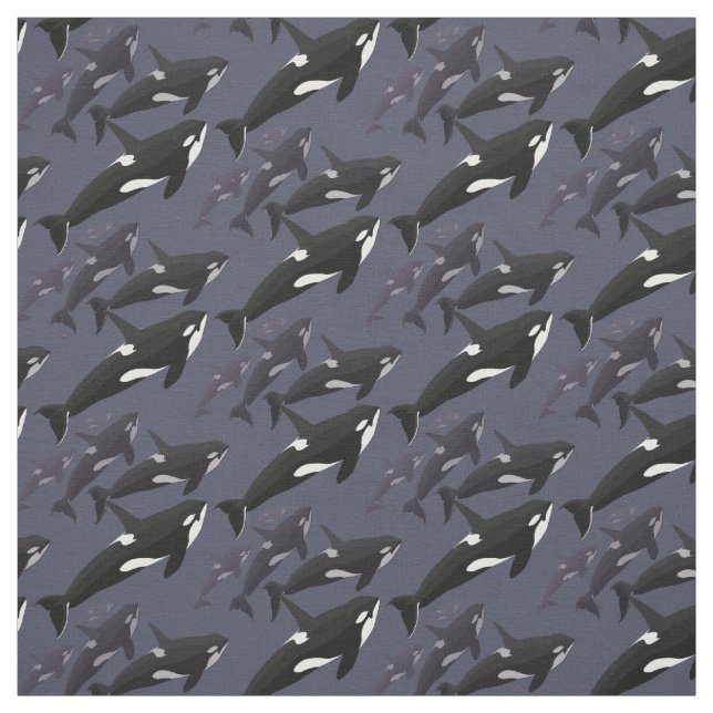 Orca Fabric Killer Whale Art Natural Linen Fabric Tyg (Provkarta)