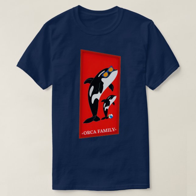 Orca Family Beach Sea Art Killer Whale Family Cute T Shirt (Design framsida)
