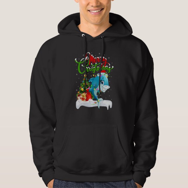 Orca Fish Älskare Julafton Dekorations Santa Orca  Hoodie (Framsida)