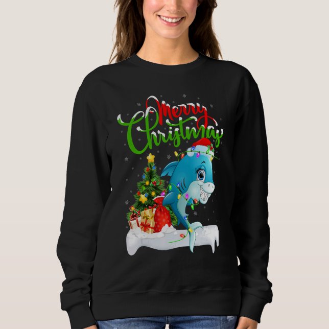 Orca Fish Älskare Julafton Dekorations Santa Orca  T Shirt (Framsida)