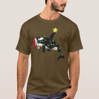 Orca Fish Lighting Julafton Träd Matching Orca Chr T Shirt