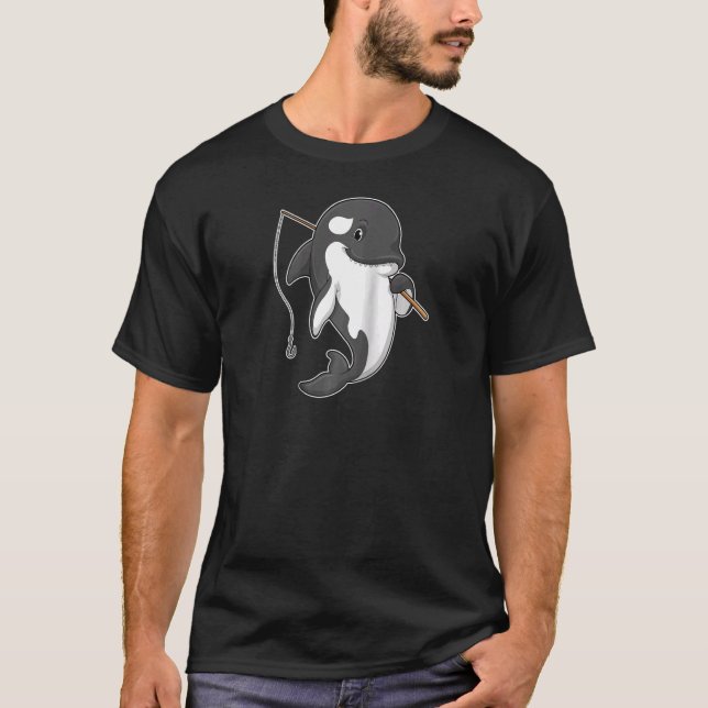 Orca Fishing Fisher Fishing Rod Raglan Baseball Te T Shirt (Framsida)