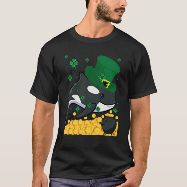Orca Fisk Shamrock St Patrick's Day T Shirt (Framsida)