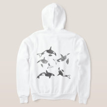 Orca Fullt Zip Up Grunge Back Design Hoodie