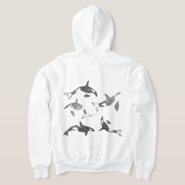 Orca Fullt Zip Up Grunge Back Design Hoodie T Shirt
