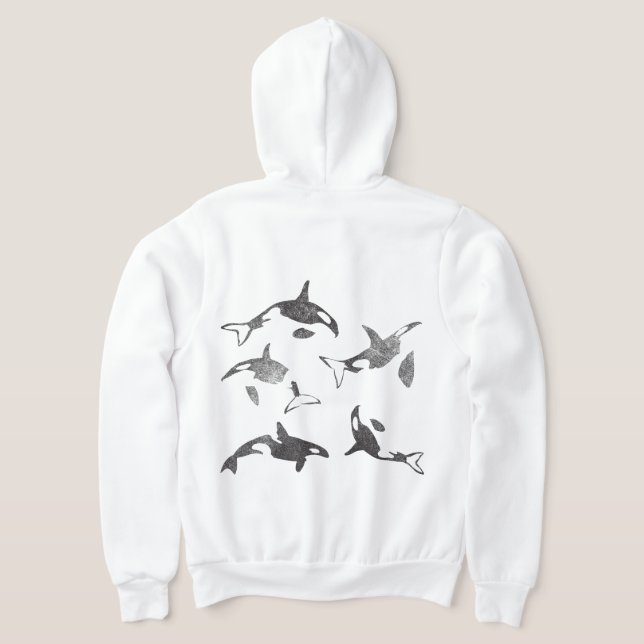 Orca Fullt Zip Up Grunge Back Design Hoodie T Shirt (Laydown Baksida)
