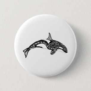 Orca - Hand plockade - Svarta och vita Knapp