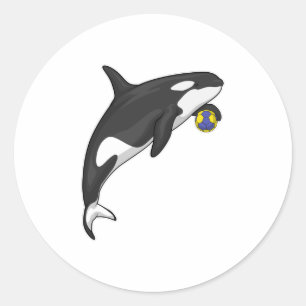 Orca Handball-spelare Handball Runt Klistermärke
