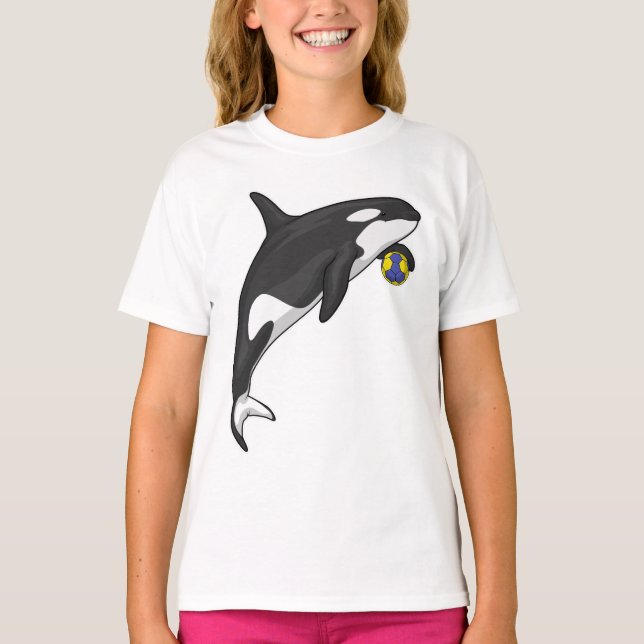 Orca Handball-spelare Handball T Shirt (Framsida)