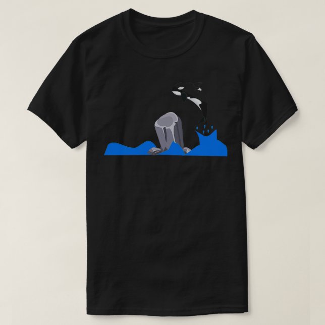Orca hoppar över en Sten Killer Whale T Shirt (Design framsida)