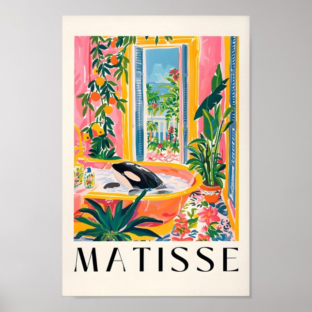 Orca i Bathtub Poster, Matisse Print, Maximalist Poster (Framsidan)