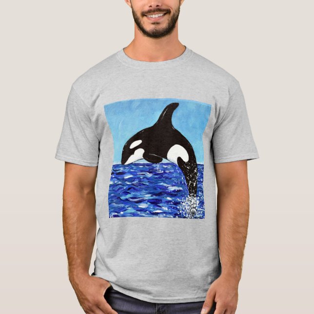 Orca i blå färg t shirt (Framsida)