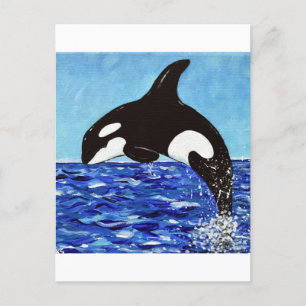 Orca i blå färg vykort