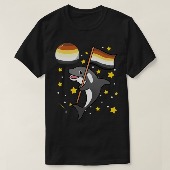 Orca In Space Gay Bear Pride Pullover Hoodie  T Shirt (Design framsida)