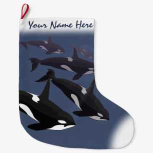 Orca Jul Stocking Personlig Killer Whale Stor Julstrumpa