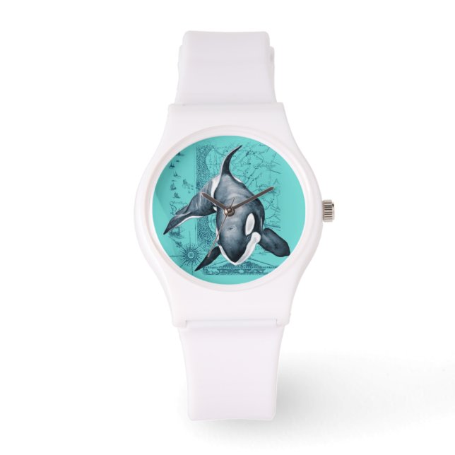 Orca Karta Teal Armbandsur (Framsida)