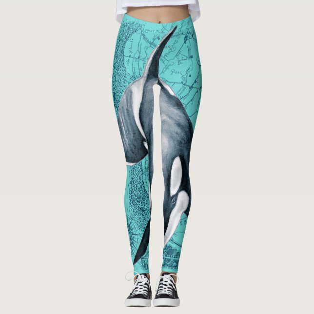 Orca Karta Teal Leggings (Framsida)