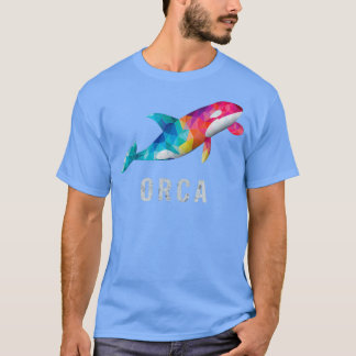 Orca Killer Whale Älskare Retro Polygonal Distress T Shirt