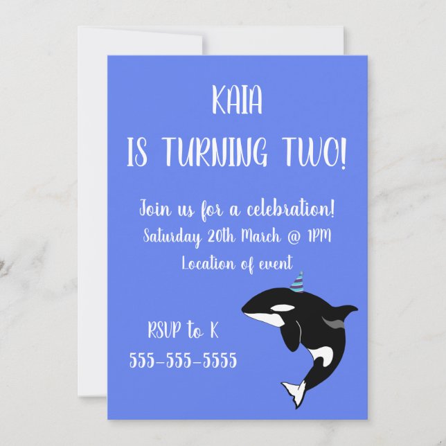 Orca Killer Whale Birthday Inbjudningar (Framsida)