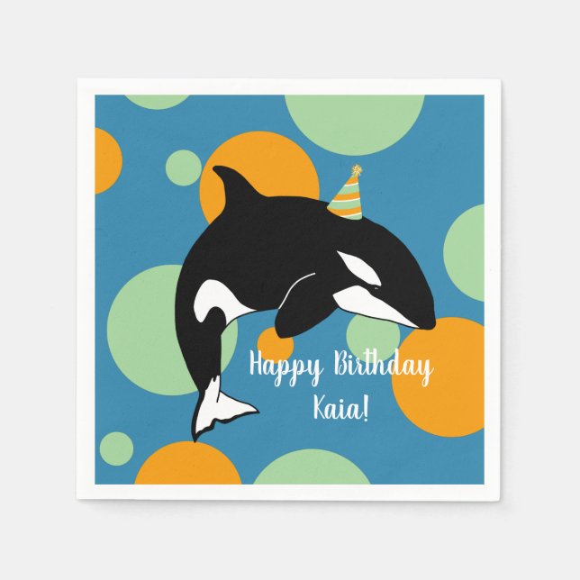 Orca Killer Whale Birthday Pappersservett (Framsidan)