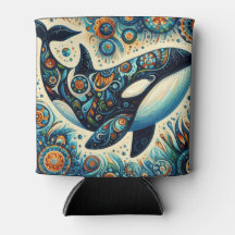 Orca Killer Whale Blommigt Whimsical Nautical Beac