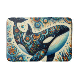 Orca Killer Whale Blommigt Whimsical Nautical Beac Badrumsmatta