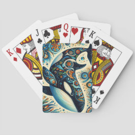 Orca Killer Whale Blommigt Whimsical Nautical Beac Casinokort