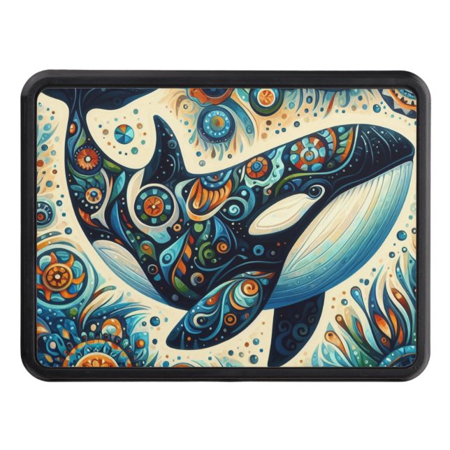 Orca Killer Whale Blommigt Whimsical Nautical Beac Dragkroksskydd (Framsidan)