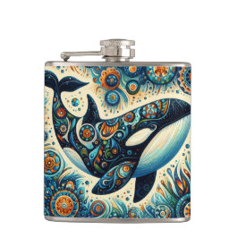 Orca Killer Whale Blommigt Whimsical Nautical Beac Fickplunta