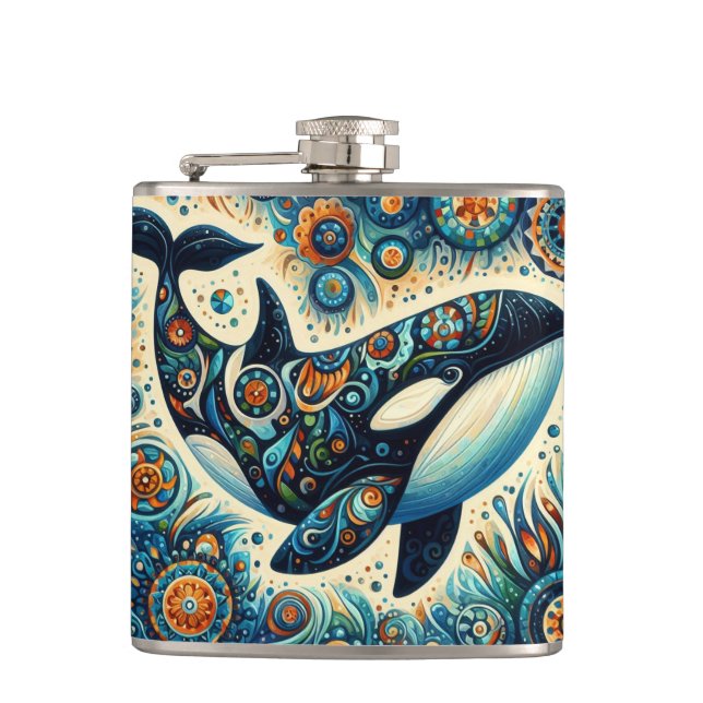 Orca Killer Whale Blommigt Whimsical Nautical Beac Fickplunta (Framsidan)
