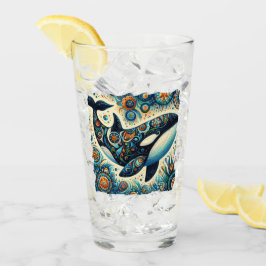 Orca Killer Whale Blommigt Whimsical Nautical Beac Glaskopp