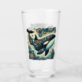 Orca Killer Whale Blommigt Whimsical Nautical Beac Glaskopp
