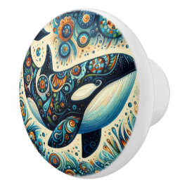 Orca Killer Whale Blommigt Whimsical Nautical Beac Knopp