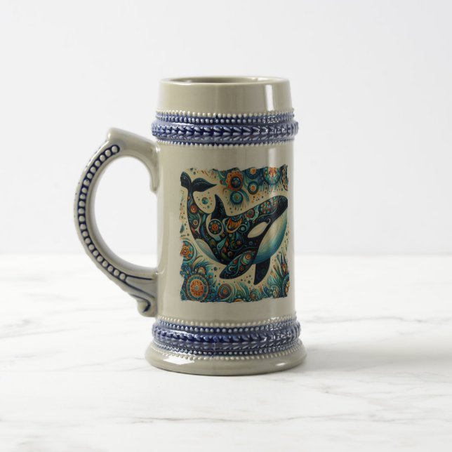Orca Killer Whale Blommigt Whimsical Nautical Beac Sejdel (Vänster)