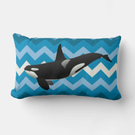 Orca Killer Whale Blue Chevron Dekorativ kudde