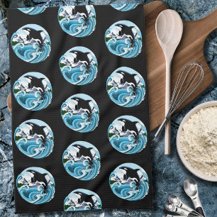 Orca Killer Whale Blue Ocean Kökshandduk