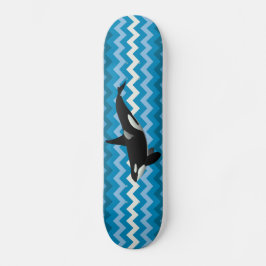 Orca Killer Whale Blue Zigzag Chevron Skateboard
